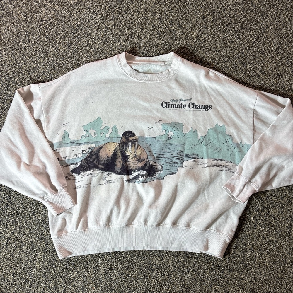 Climate Change Graphic Sweater - Cream